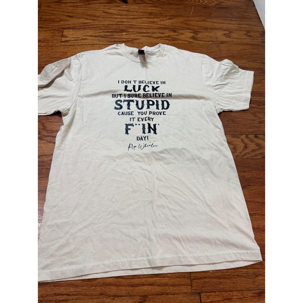 Yellowstone Rip Wheeler Quote Graphic T-Shirt Cream Women  medium Short Sleeve